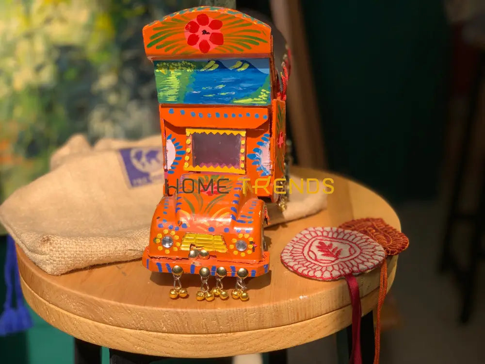 Traditional Style Orange Truck Model Sculptures & Monuments