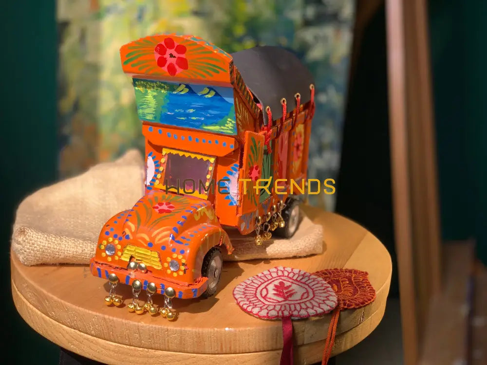 Traditional Style Orange Truck Model Sculptures & Monuments