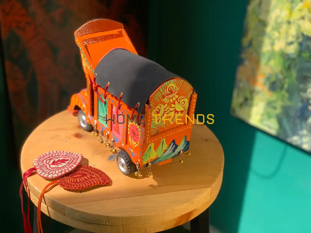 Traditional Style Orange Truck Model Sculptures & Monuments