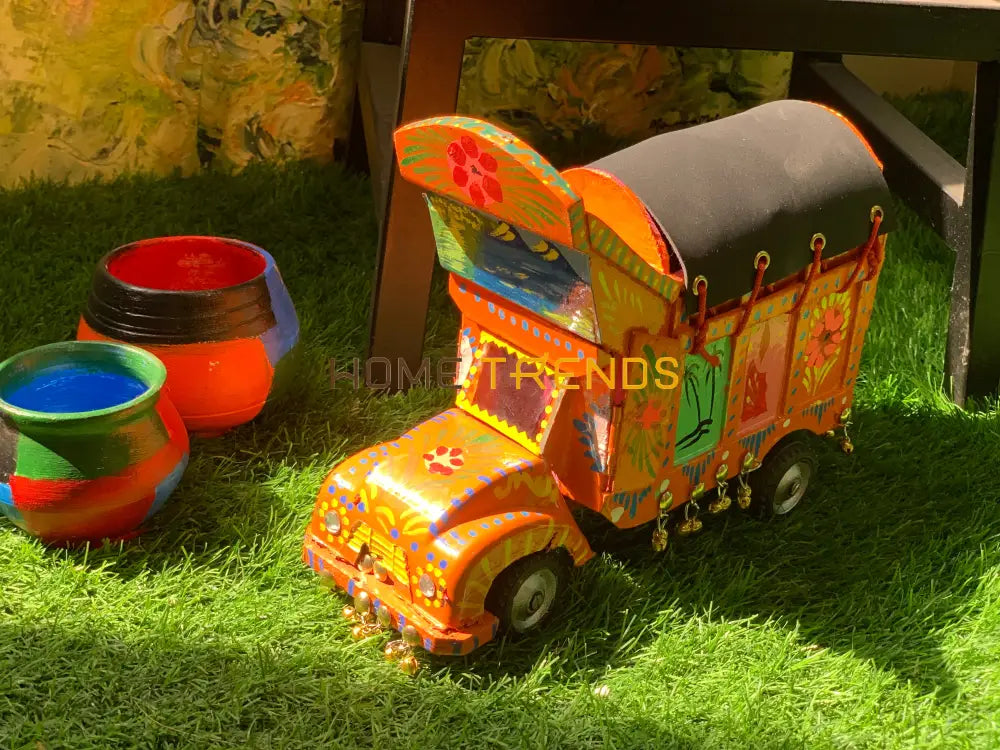 Traditional Style Orange Truck Model Sculptures & Monuments