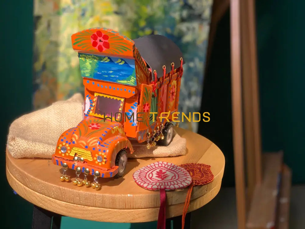 Traditional Style Orange Truck Model Sculptures & Monuments