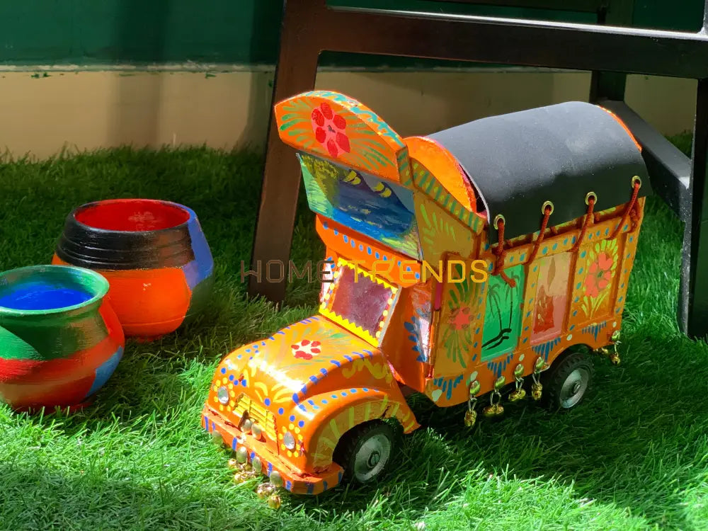 Traditional Style Orange Truck Model Sculptures & Monuments