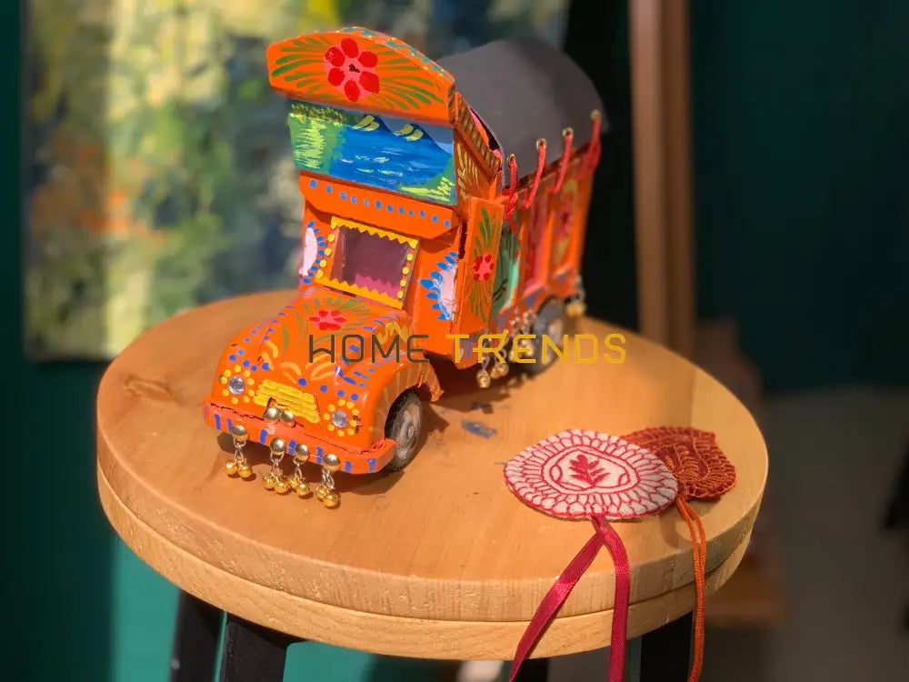 Traditional Style Orange Truck Model Sculptures & Monuments