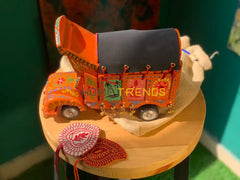 Traditional Style Orange Truck Model Sculptures & Monuments