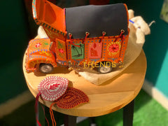 Traditional Style Orange Truck Model Sculptures & Monuments