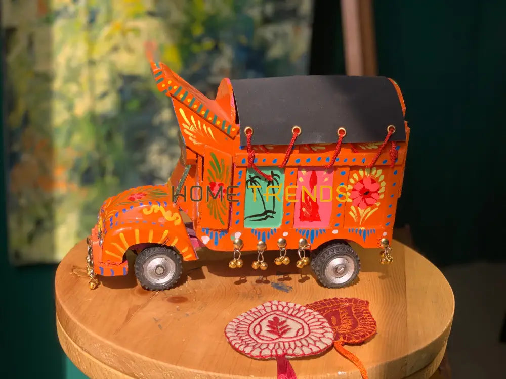 Traditional Style Orange Truck Model Sculptures & Monuments