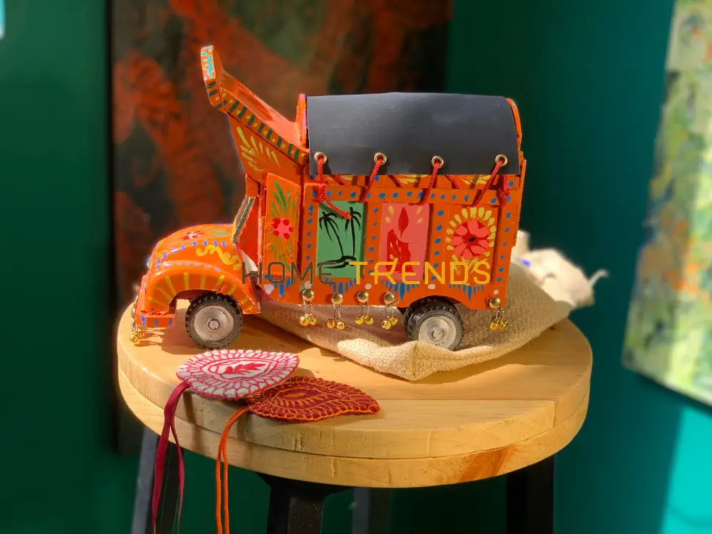 Traditional Style Orange Truck Model Sculptures & Monuments