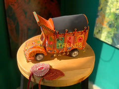 Traditional Style Orange Truck Model Sculptures & Monuments