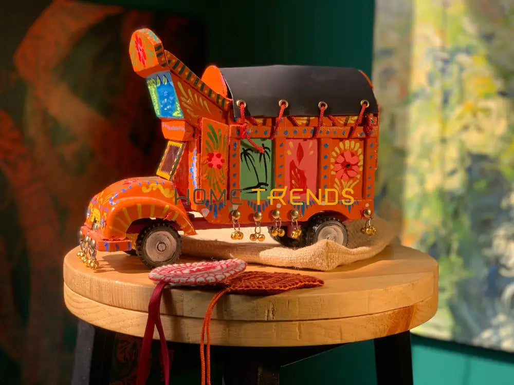 Traditional Style Orange Truck Model Sculptures & Monuments