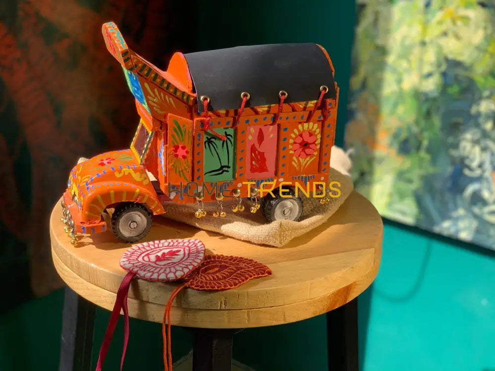 Traditional Style Orange Truck Model Sculptures & Monuments