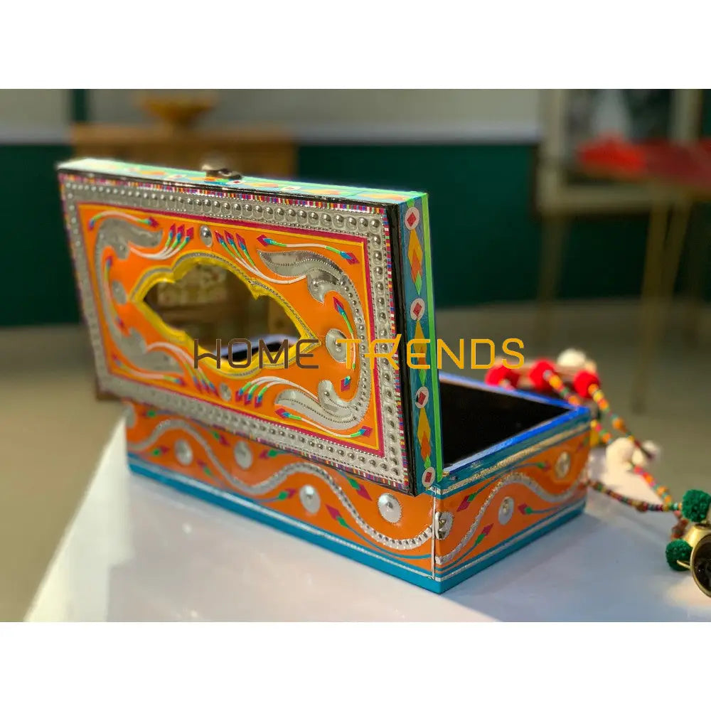 Truck Art Inspired Orange Jewelry Box Tissue Boxes