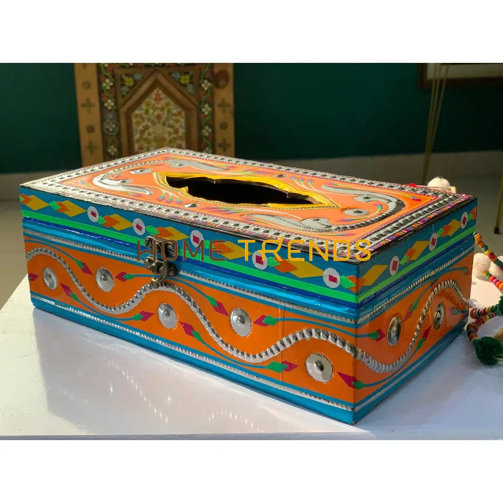 Truck Art Inspired Orange Jewelry Box Tissue Boxes