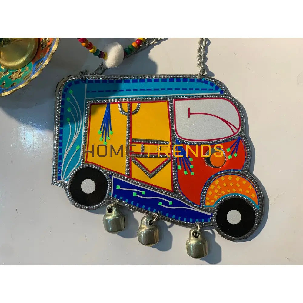 Truck Art Inspired Yellow Rikshaw Wall Plate Hangings