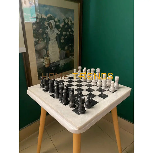 White And Black Onyx Large Chess Board Games