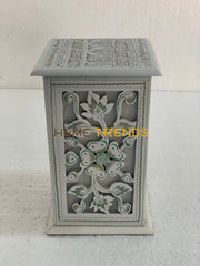 White And Green Flower Wooden Lamp Lamps
