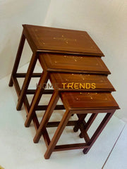 Wooden Brown 20 Nesting Tables Set Of 4