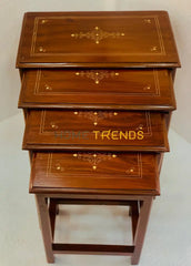 Wooden Brown 20 Nesting Tables Set Of 4