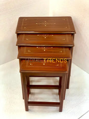 Wooden Brown 20 Nesting Tables Set Of 4