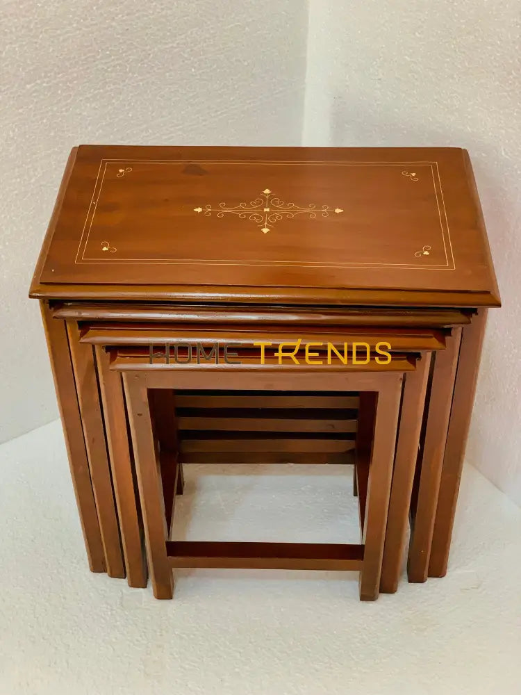 Wooden Brown 20 Nesting Tables Set Of 4