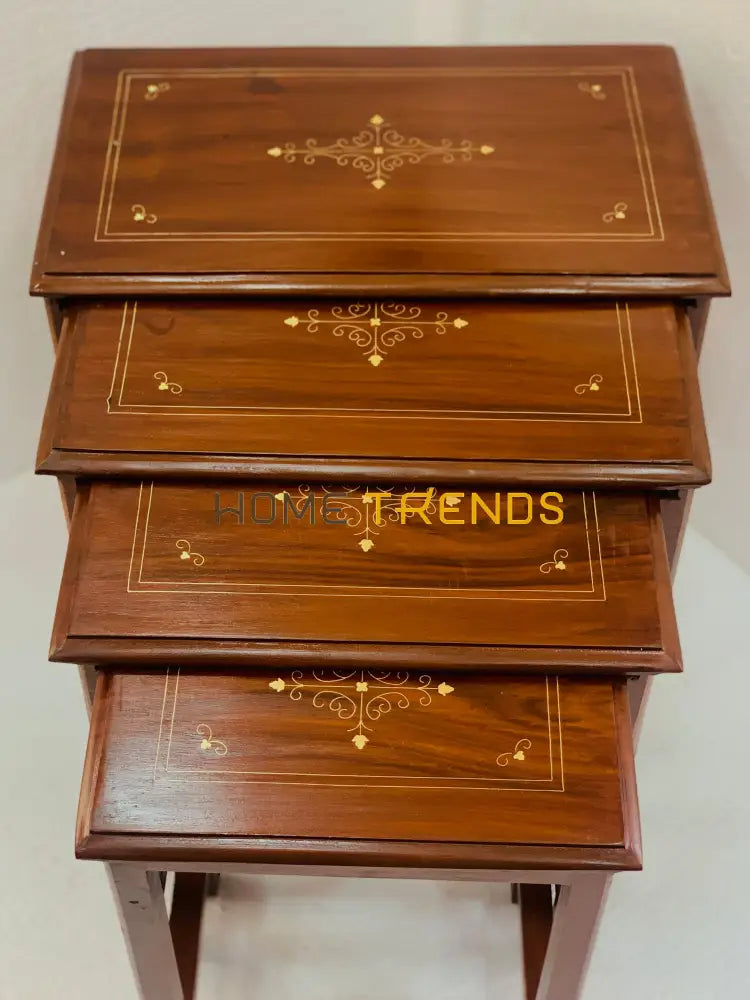 Wooden Brown 20 Nesting Tables Set Of 4