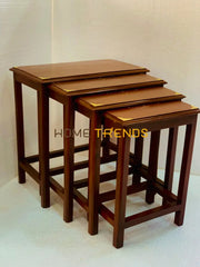 Wooden Brown Annd Gold 20 Nesting Tables Set Of 4