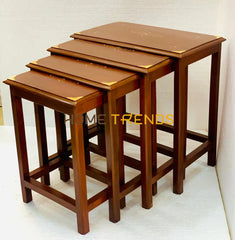 Wooden Brown Annd Gold 20 Nesting Tables Set Of 4