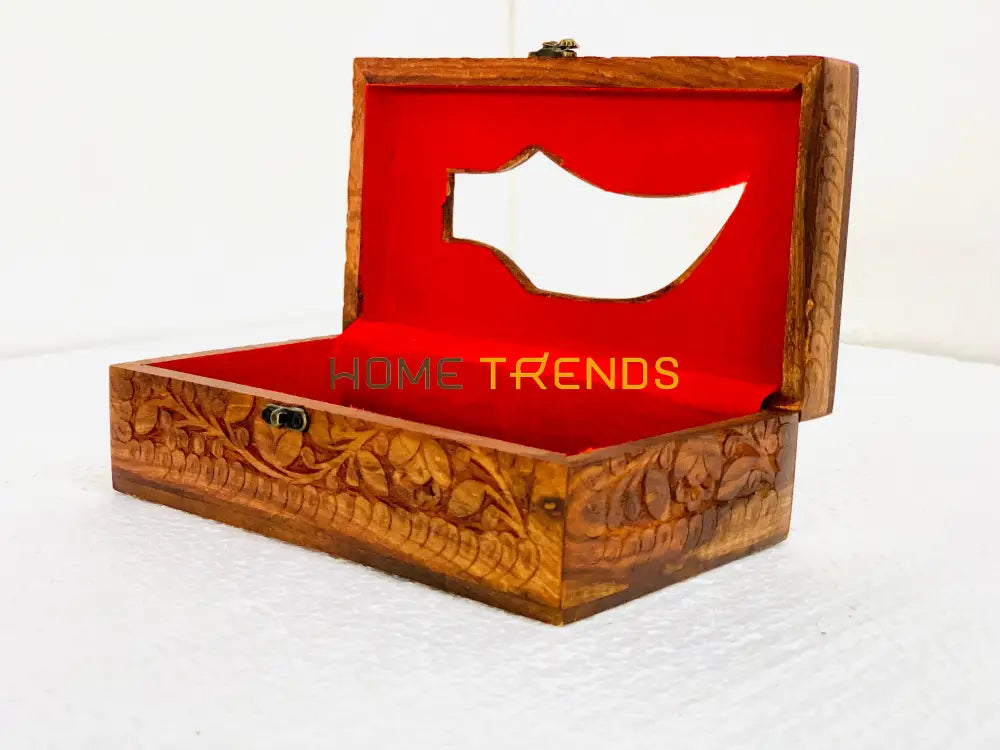 Wooden Brown Floral Tissue Box Boxes
