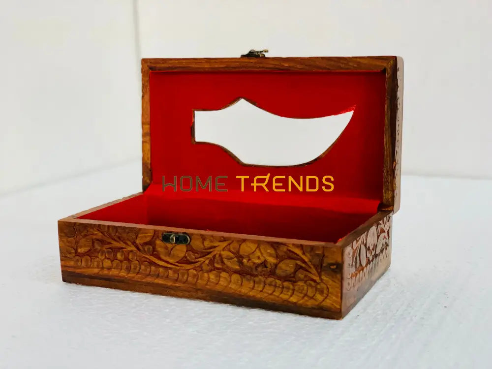Wooden Brown Floral Tissue Box Boxes