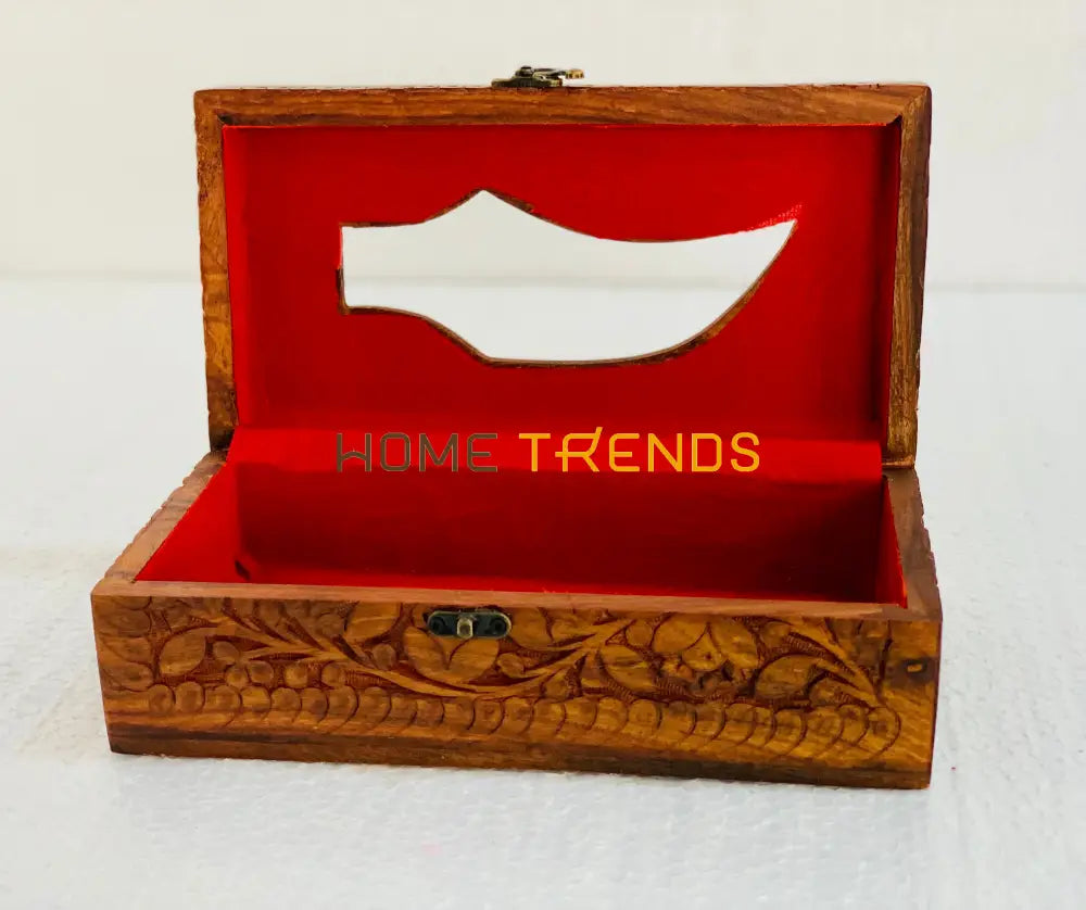 Wooden Brown Floral Tissue Box Boxes
