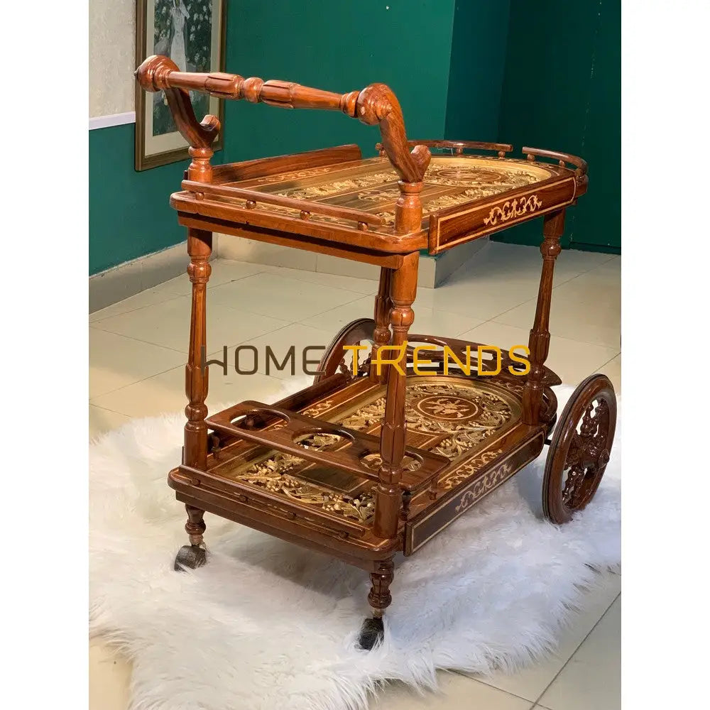 Xavier Hand Carved Tea Trolley