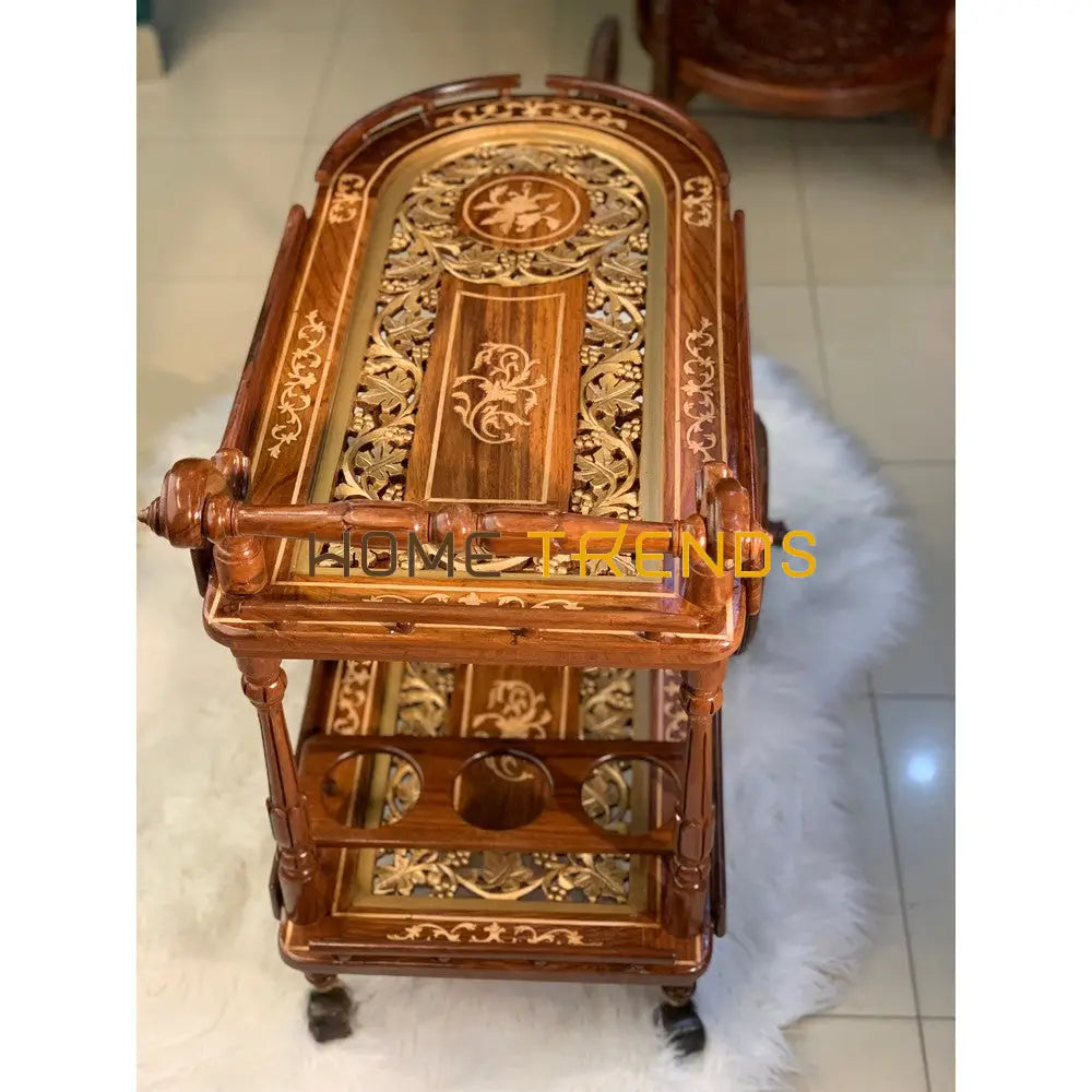 Xavier Hand Carved Tea Trolley