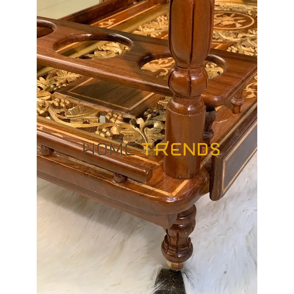 Xavier Hand Carved Tea Trolley