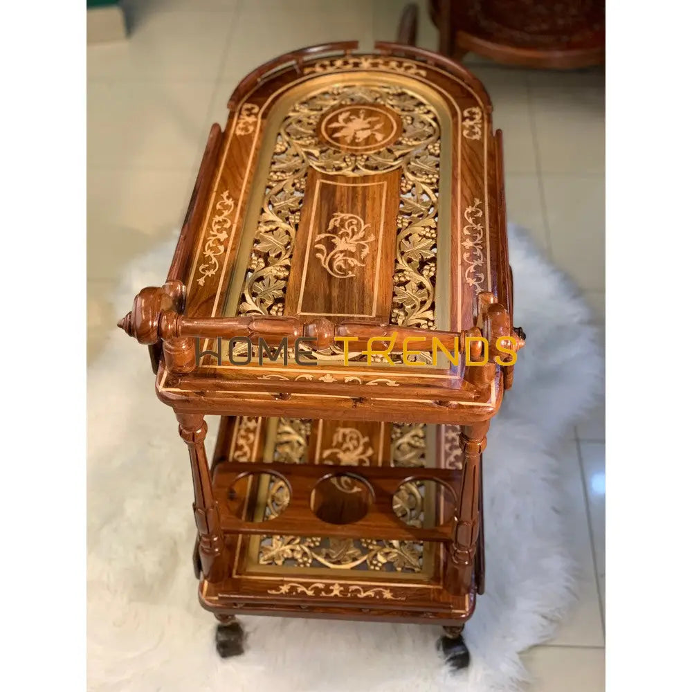 Xavier Hand Carved Tea Trolley