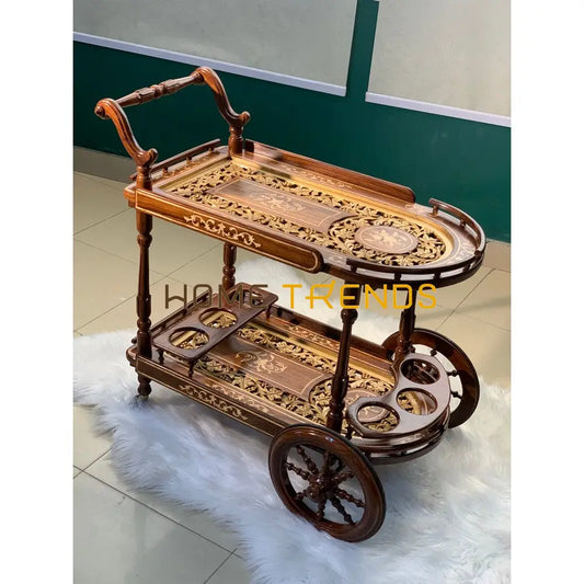 Xavier Hand Carved Tea Trolley